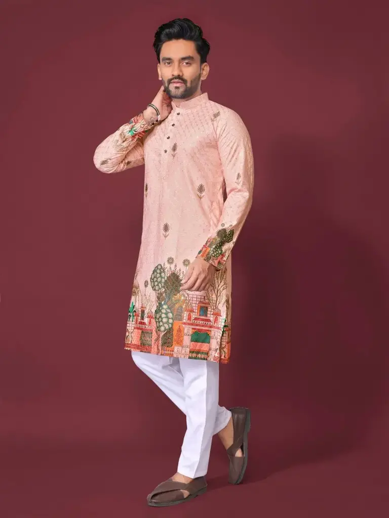 Daaman Men’s Crochet Embroidered Kurta Set