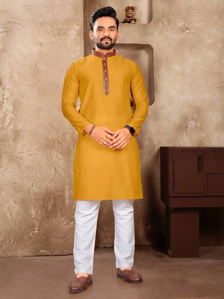 Linen Silk Jacquard Kurta Set