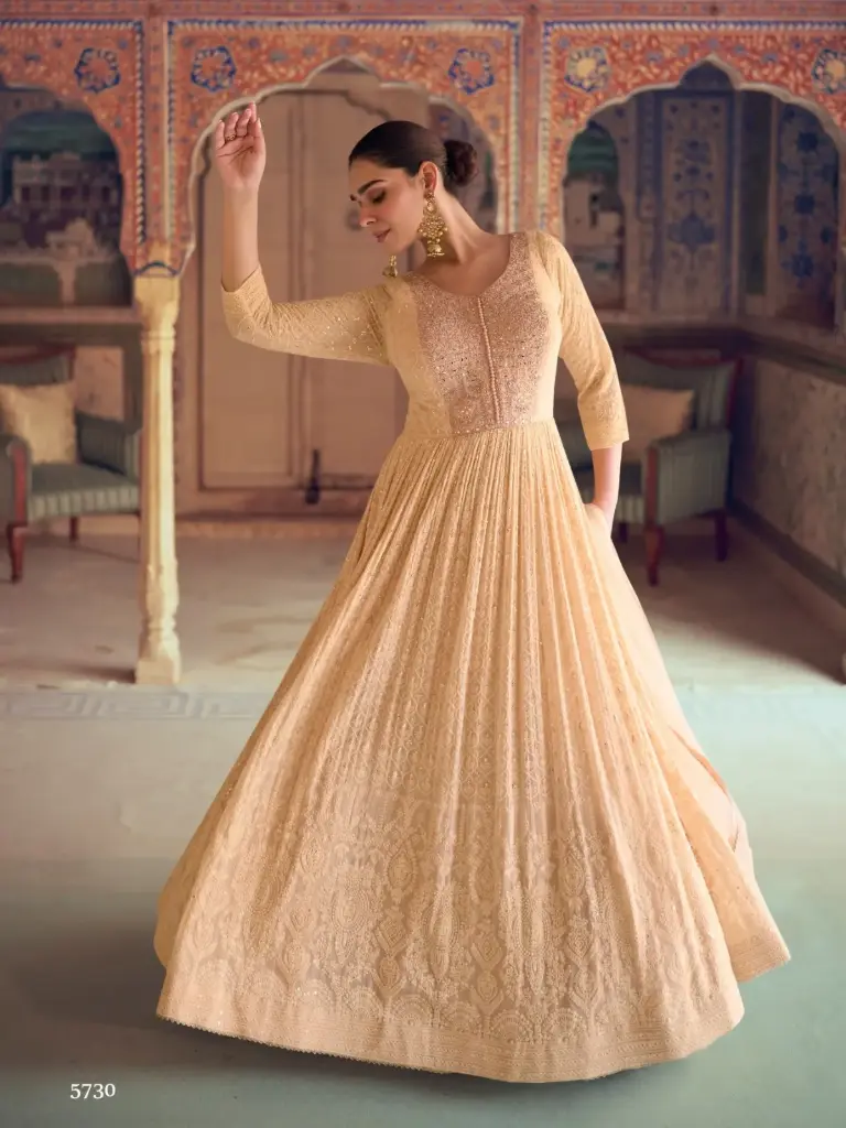 Designer Rubina Anarkali Gown with Embroidery Work