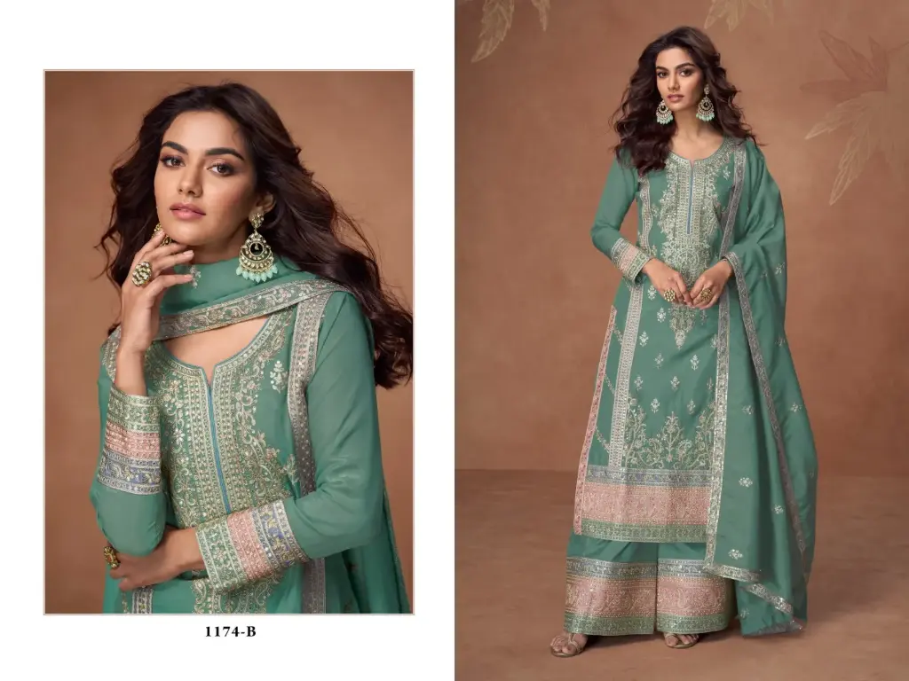 Designer Palazzo Suit with Embroidery Coding & Sequence Work