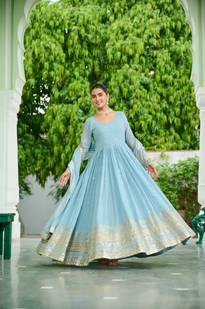 Anarkali Gown with Embroidery & Sequence Work