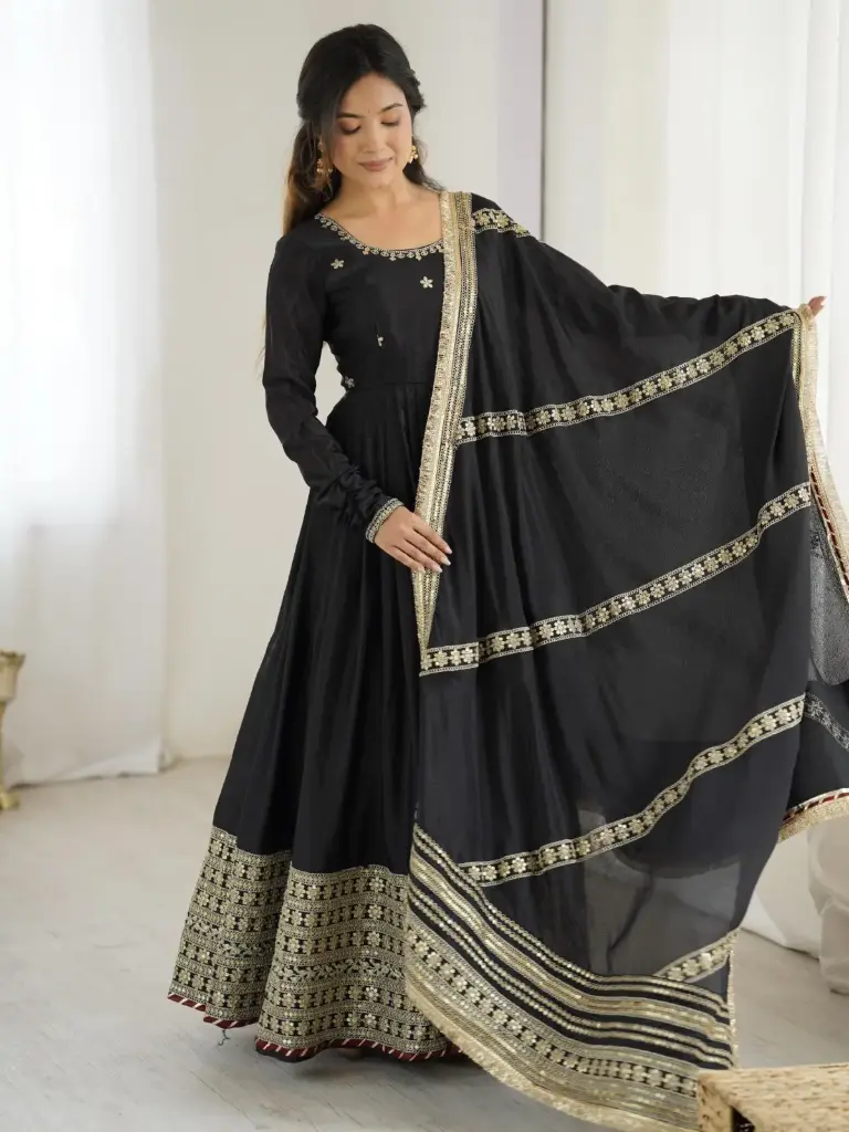 Anarkali Gown With Embroidery Sequence Work