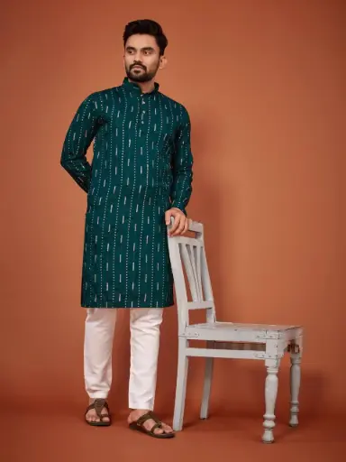 Sequence Embroidery Cotton Kurta Set