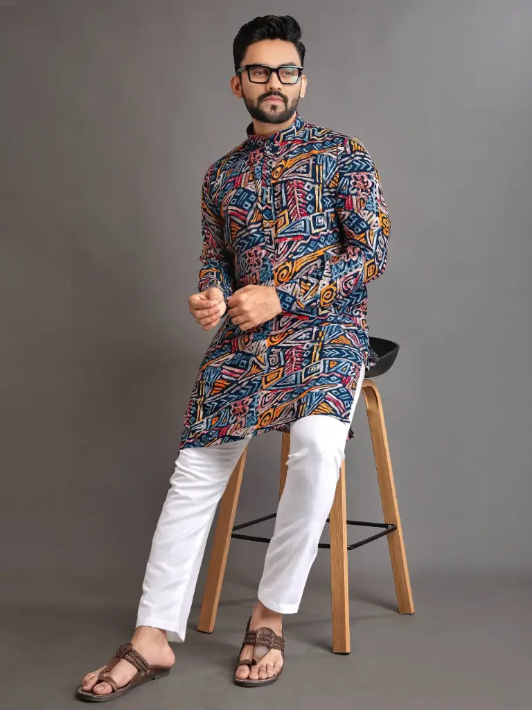 Cotton Foil Print Magadheera Kurta