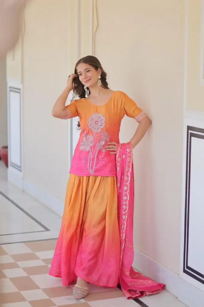 Designer Sharara Suits with Beads Embroidered Work