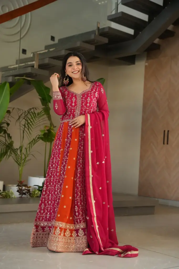 Anarkali Gown with Embroidery Sequins Work